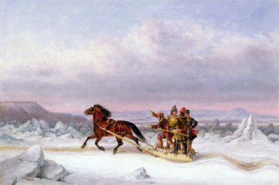 Attraversamento del San Lorenzo da Levis a Quebec su una slitta da Cornelius Krieghoff